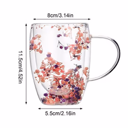 Full Star Dried Flower Milk Coffee Glass 350ml Household Cup A