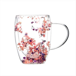Full Star Dried Flower Milk Coffee Glass 350ml Household Cup B