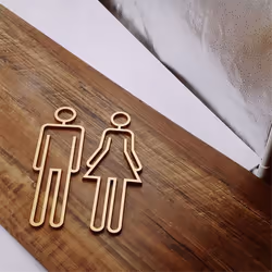 Tips Toilet Sign Plate Wash Room Door Wall Label Sticker gold B
