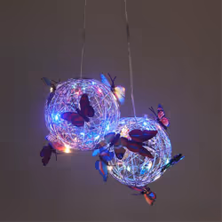 Garden Hanging Round Ball Light with Butterfly with Weaving Lamp A