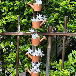 Metal Rain Chain Hanging Kettle Decorative Rain Collector