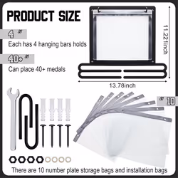 Medal Display Wall Mounted Medal Hanger Running Bib and Medal Holder