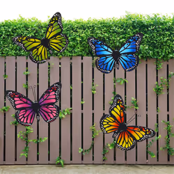Metal Butterfly Wall Decor Outdoor, 4 Pack Hanging Metal Butterflies