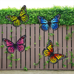 Metal Butterfly Wall Decor Outdoor, 4 Pack Hanging Metal Butterflies