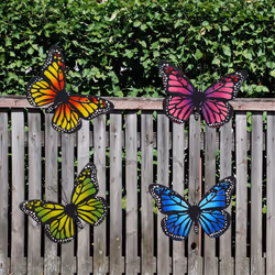 Metal Butterfly Wall Decor Outdoor, 4 Pack Hanging Metal Butterflies