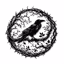Raven Bird Metal Wall Art,Crow Wall Art Decor Sculpture