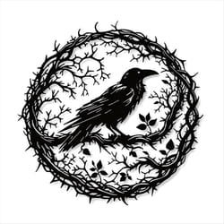 Raven Bird Metal Wall Art,Crow Wall Art Decor Sculpture