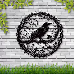 Raven Bird Metal Wall Art,Crow Wall Art Decor Sculpture