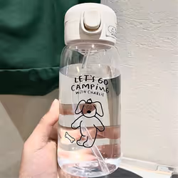 Plastic Water Bottle Water Cup With Straw Large Capacity