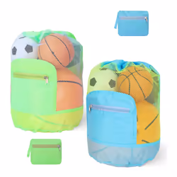 2PCS Large Mesh Beach Bags,Drawstring Beach Backpack Big Seashell Bag