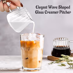 Glass Pitcher, Wave Shaped Glass Creamer Pitcher, Glass Tea Pitcher