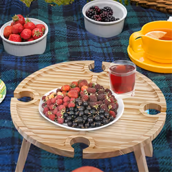 2 in 1 Wine Glass Rack, Foldable Wine Glass Rack Table Picnic Tray