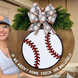 Welcome Sign for Front Door Decor Baseball Lover Farmhouse Wreath