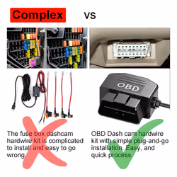 Dash Cam OBD Hardwire Kit, with OBD Cable for Dashcam 12-24V to 5V/3A