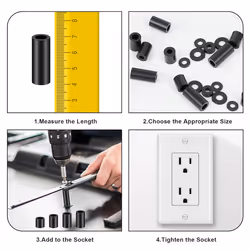 345 Pcs Electrical Outlet Screw Spacers, M3 Black Round Spacer