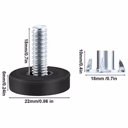 32 PCS M6 Thread Adjustable Furniture Levelers Screw in Chair Feet