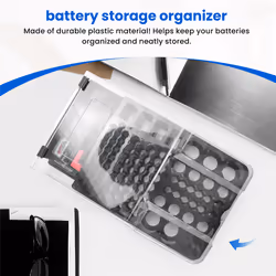 the Battery Storage Case,Organizer with Hinged Clear Cover, Black