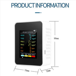 6 in 1 PM2.5 PM10 HCHO TVOC CO CO2 Air Quality Detector,Black