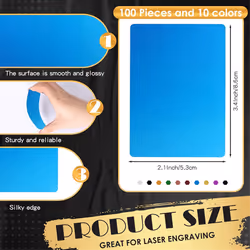 100 Pcs Metal Engraving Blanks Colorful Aluminum Sheet 86x54x0.2mm