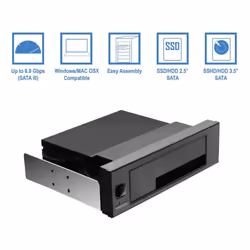 Universal Hot Swap Mobile Rack for 2.5 Inch or 3.5 Inch SSD/HDD