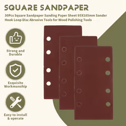 30Pcs Square Sandpaper Sanding Paper Sheet 95X185mm Sander Hook Loop