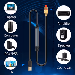 USB to Optical Audio Adapter USB A to Fiber Optic Audio SPDIF Port