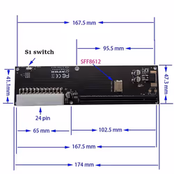 For Oculink SFF-8612/1 Adapter Card PCI-E 16X 2230 M.2 M-Key Adapter