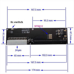 For Oculink SFF-8612/1 Adapter Card PCI-E 16X 2230 M.2 M-Key Adapter