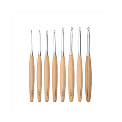 8Pcs Wood Crochet Hooks, Ergonomic Handle Crochet Hooks Set
