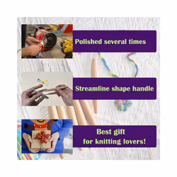 8Pcs Wood Crochet Hooks, Ergonomic Handle Crochet Hooks Set