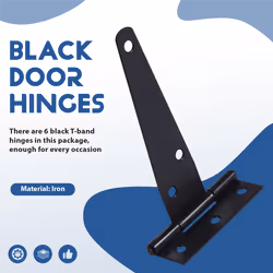 6 PCS 4 Inch T-Strap Black Hinges for , Fence and Barn Gates