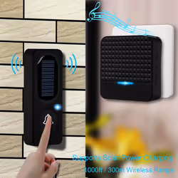 Wireless Solar Doorbell IP65 Waterproof 300M Doorbells Chime -EU Plug