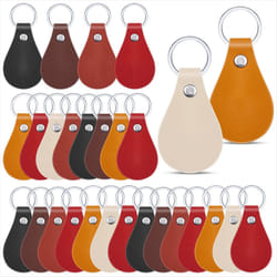 60 Pcs Pu Leather Key Fob Kit Leather Key Fobs Blanks with Rivets