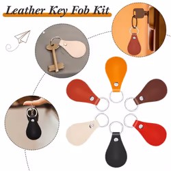 60 Pcs Pu Leather Key Fob Kit Leather Key Fobs Blanks with Rivets
