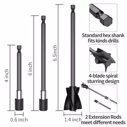 5Pcs Resin Mixer Paddles with 2 Extension Rods,Epoxy Mixer Attachment
