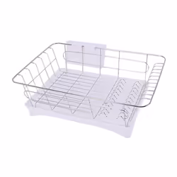 Stainless Steel Dish Drainer Drying Rack With 3-Piece Set White