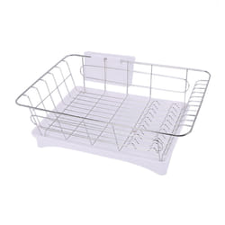 Stainless Steel Dish Drainer Drying Rack With 3-Piece Set White
