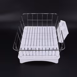 Stainless Steel Dish Drainer Drying Rack With 3-Piece Set White