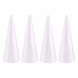 Foam Cones for DIY Crafts, White Polystyrene (4.5 x 13.5 In, 4 Pack)