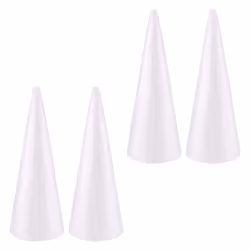 Foam Cones for DIY Crafts, White Polystyrene (4.5 x 13.5 In, 4 Pack)