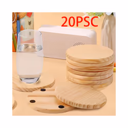 20Pcs Unfinished Wood Coasters, 4 Inch Round Blank Wooden Coasters