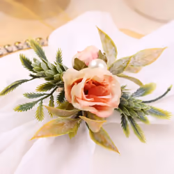 Double Rose Napkin Rings Set of 4, Pink Flower Napkin Rings