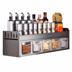 Wall-Mounted Stainless Steel Spice Rack - Multi-Functional Storage