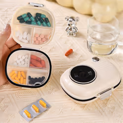 2pcs Portable Weekly Pill Organizer Box 10.5x8.2x3.7cm