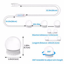 LED Vanity Mirror Lights with 14 Dimmable Bulbs,for Makeup Desk