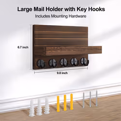 Key Holder, Decorative Key and Mail Holder with Shelf Has Large Hooks