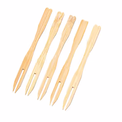 500Pcs Bamboo Appetizer Forks, 3.5 Inch Mini Bamboo Forks