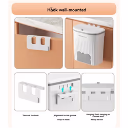 Kitchen Wastebasket Wall Mounted Trash Can with Lid 8.5L