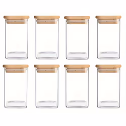 Glass Jars with Airtight Bamboo Lids - Snack Candy Storage Jar