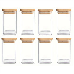 Glass Jars with Airtight Bamboo Lids - Snack Candy Storage Jar